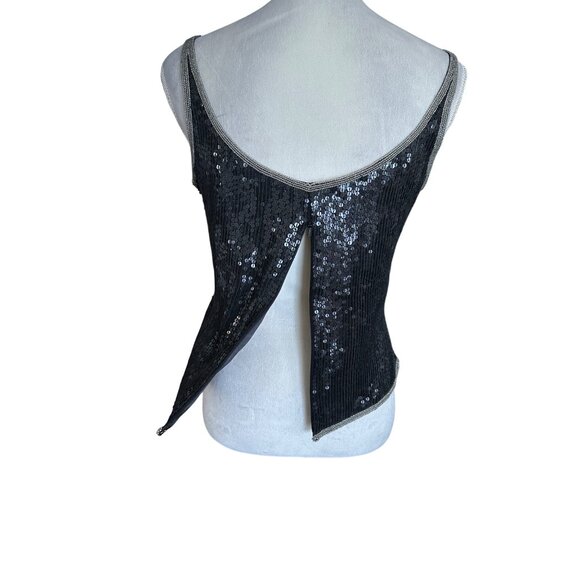 Scala 100% Silk Y2K 2000 beaded and sequined New Year’s Eve tank Size M Vintage - Picture 5 of 10